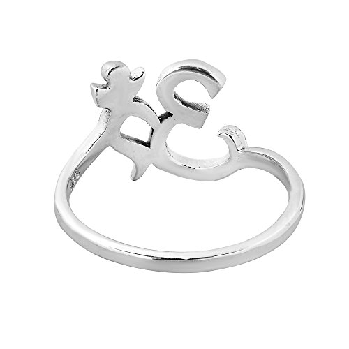 AeraVida Spiritual Harmony Ohm or Aum Symbol .925 Sterling Silver Ring (6) | Unisex Religious Ring | Fashion Jewelry