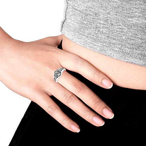 AeraVida Spiritual Om or Aum Symbol with Filigree Accents .925 Sterling Silver Ring (10)