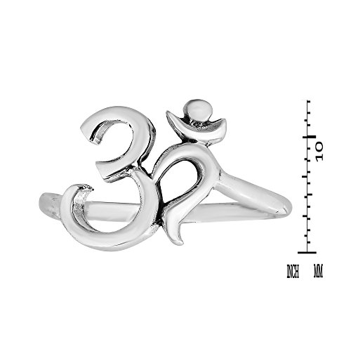 AeraVida Spiritual Harmony Ohm or Aum Symbol .925 Sterling Silver Ring (6) | Unisex Religious Ring | Fashion Jewelry