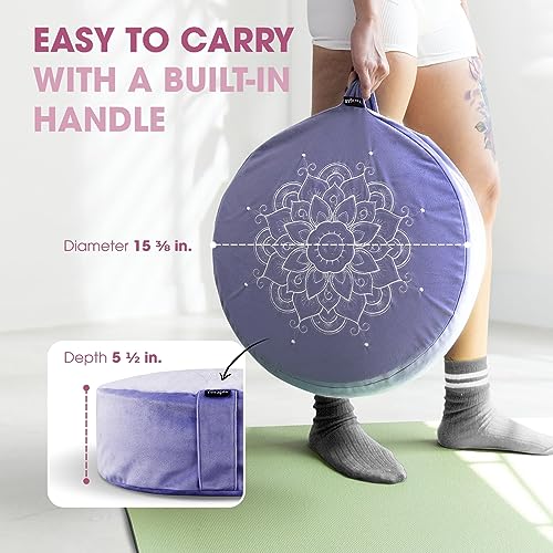 Yes4All Meditation Cushion, Floor Pillow Foam Zafu Buckwheat, Mandala Pattern Yoga Meditation Bolster Pillows, Floor Cushions