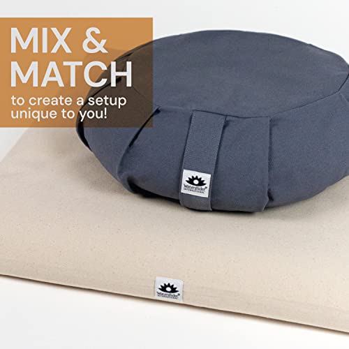 Waterglider International Meditation Cushion (Natural) Round, Buckwheat Husk Filled, Floor Pillow or Cushions, Yoga Seat, Zafu, Made in the USA with USA Grown Buckwheat