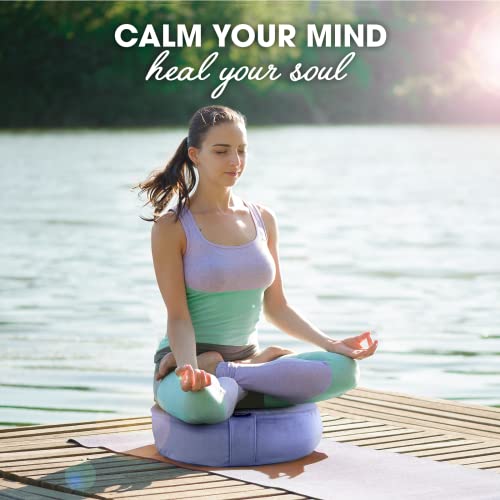 Yes4All Meditation Cushion, Floor Pillow Foam Zafu Buckwheat, Mandala Pattern Yoga Meditation Bolster Pillows, Floor Cushions