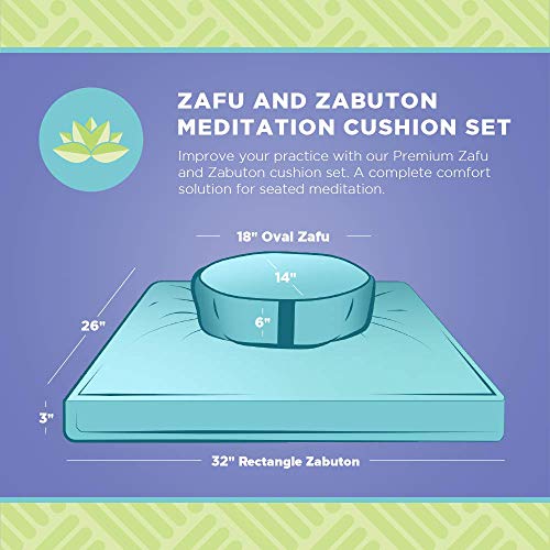 Meditation Cushion Set - Zafu and Zabuton - Made in the USA. Our Tangerine Cotton Oval-Shaped Meditation Pillow is Filled for Comfort and Designed with a Zipper Cover for Easy Cleaning.