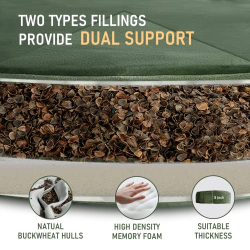 MEREZA Meditation Cushion, 5" Thick Yoga Pillows for Sitting on Floor with Buckwheat Yoga Bolster Pillow Velvet Cover Machine Washable Meditation Pillow Zafu Yoga Pillow