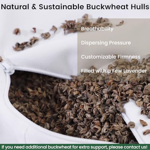 Syrinx Meditation Cushion- Comfortable Yoga Pillow, Zafu Floor Mat with 2 Knee Cushions, Buckwheat Hull Filled Crescent Shaped Cushion with Carry Bag and Recyclable Cover(White)