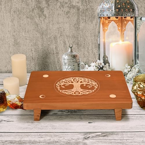 Altar Table, Meditation Table, Decorative Riser Wood Tray, Wooden Witch Altar, Wiccan Alter Table, Buddhist Shrine, Small Alter Table for Relaxation