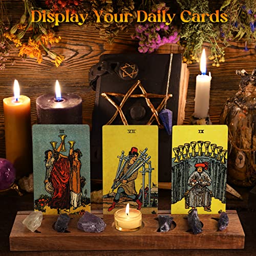 Ceiner Wooden Tarot Card Holder with Moon Phase, Witchy Stand for Oracle Lenormand Meditation, Display Daily Affirmation Cards Tarot Reading Accessories Pagan Altar Wiccan Decoration Gift Supplies