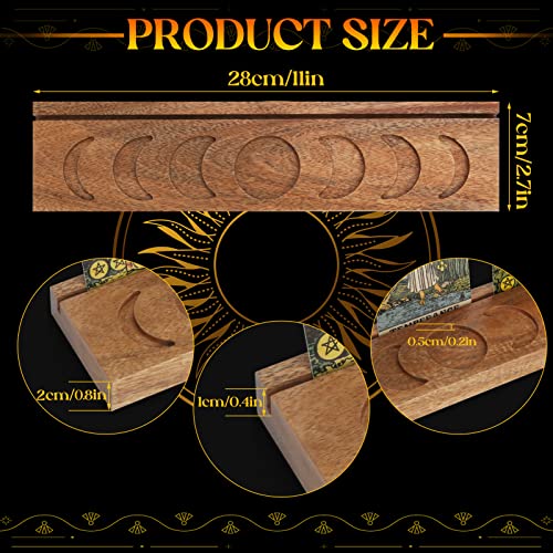 Ceiner Wooden Tarot Card Holder with Moon Phase, Witchy Stand for Oracle Lenormand Meditation, Display Daily Affirmation Cards Tarot Reading Accessories Pagan Altar Wiccan Decoration Gift Supplies