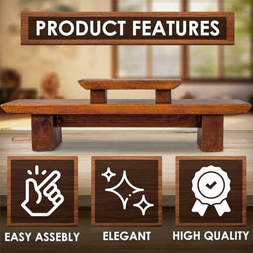 Vesoda Meditation Altar Table – 21 x 7.5 x 6 Inch Handmade Tiered Puja Table - Small Alter Table for Relaxation, Prayer - Buddha Shrine Altar Meditation Table Made of Solid and Rich Mango Wood