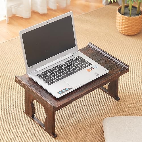 GZQWDC Japanese Floor Table,Small Coffee Table & Tea Table, Altar Table for Meditation,Low Table for Sitting on The Floor,Wood Bed Table Trays with Foldable Legs,Bed Laptop Desk