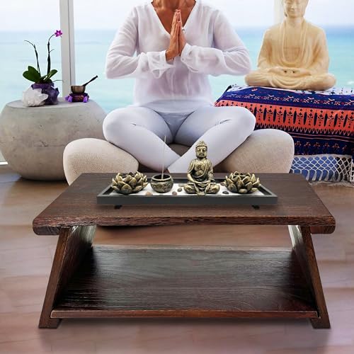 koretech Floor Table, Altar Table Paulownia Folding Design, Low Meditation Table for Sitting on The Floor Japaness Table Tatami Table