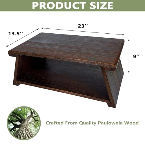 koretech Floor Table, Altar Table Paulownia Folding Design, Low Meditation Table for Sitting on The Floor Japaness Table Tatami Table