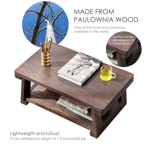 Gmasiou Folding Floor Low Table for Sitting on The Floor,Meditation & Altar Table for Spiritual,Japanese Furniture Table for Floor Sitting Dining & Coffee (23.6x11.8x7.8 in)