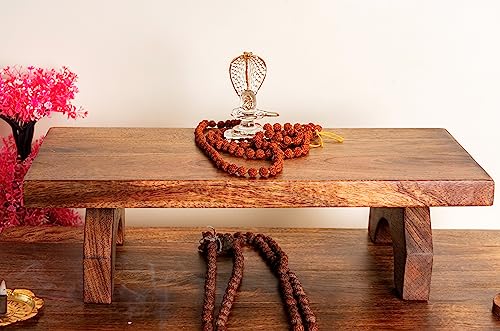 M O O R I I Meditation Altar Table - 21 x 10 Inch Handcrafted Foldable Pooja Table - Meditation Alter Table for Spiritual Activities - Low Meditation Table Shrine for Relaxation, Prayer