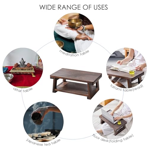 Gmasiou Folding Floor Low Table for Sitting on The Floor,Meditation & Altar Table for Spiritual,Japanese Furniture Table for Floor Sitting Dining & Coffee (23.6x11.8x7.8 in)