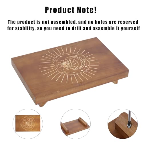 lesolar Altar Table - 12 × 8 inches Meditation Table, Natural Pine Small Meditation Furniture, Witch Altar, Buddhist Altar, Wiccan Alter Table (Sun)