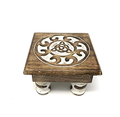 Wooden Altar Table for Wiccan, Pagan, and Meditation Practices (Triquetra)