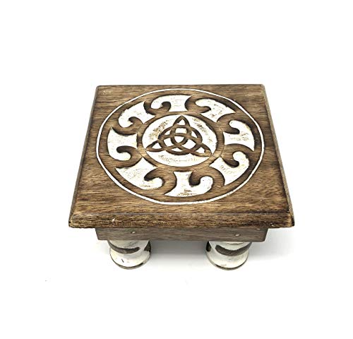 Wooden Altar Table for Wiccan, Pagan, and Meditation Practices (Triquetra)