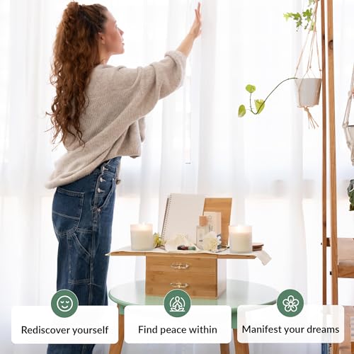 Altar Kit | Full Set with Healing Crystals, Candles, Cloth, and More for Mindful Souls | Travel Meditation Table Altar | Chakra Healing Stones | Witchcraft Altar Supplies | Wiccan Altar Kit