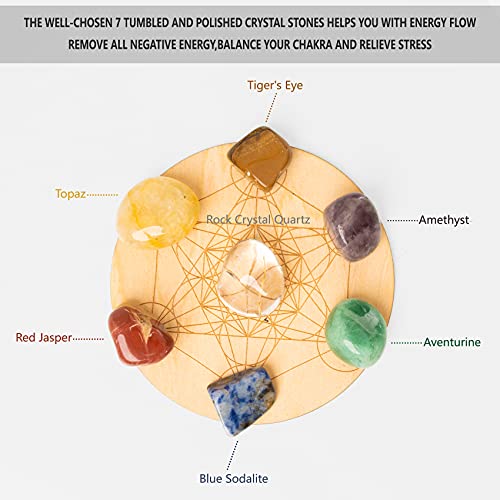 Crystals and Healing Stones Set, Healing Crystals Kit with 7 Chakra Stones, Tarot Cloth, Sage for Meditation/Spiritual Healing/Smudging