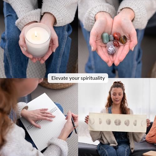 Altar Kit | Full Set with Healing Crystals, Candles, Cloth, and More for Mindful Souls | Travel Meditation Table Altar | Chakra Healing Stones | Witchcraft Altar Supplies | Wiccan Altar Kit