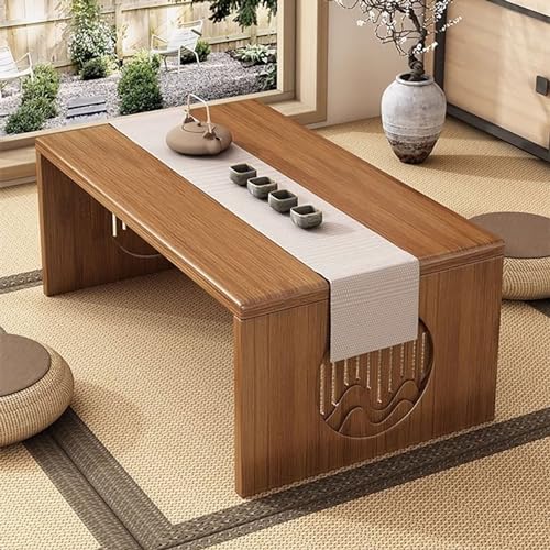 YHGSYXL Folding Coffee Table Foldable Japanese Floor Table No Assembly Solid Wood Low Bamboo Coffee Table, Portable Meditation and Tea Altar Table for Living Room/Home Office/Tea/Home Decoration