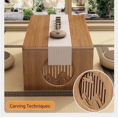 YHGSYXL Folding Coffee Table Foldable Japanese Floor Table No Assembly Solid Wood Low Bamboo Coffee Table, Portable Meditation and Tea Altar Table for Living Room/Home Office/Tea/Home Decoration