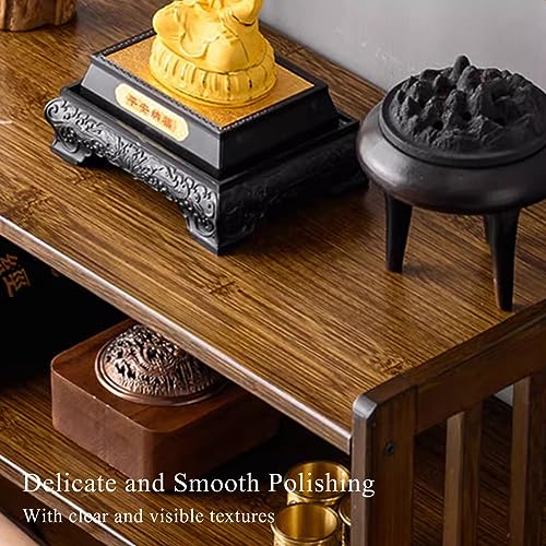 SUZEPER Bamboo Altar Meditation Table, Spiritual Altar Table with Drawer Storage,Prayers Divination Worship Personal Spiritual Space Relax Buddhist Table Tea Table(2-Layer 16.5in(42cm), Walnut)