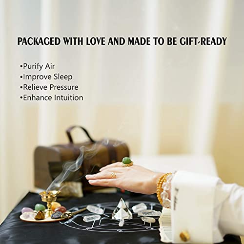 Crystals and Healing Stones Set, Healing Crystals Kit with 7 Chakra Stones, Tarot Cloth, Sage for Meditation/Spiritual Healing/Smudging