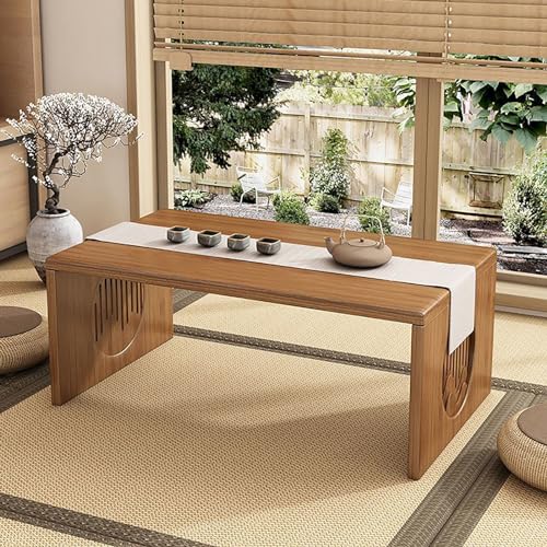 YHGSYXL Folding Coffee Table Foldable Japanese Floor Table No Assembly Solid Wood Low Bamboo Coffee Table, Portable Meditation and Tea Altar Table for Living Room/Home Office/Tea/Home Decoration