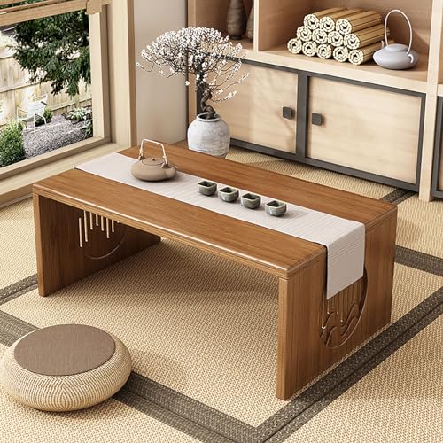 YHGSYXL Folding Coffee Table Foldable Japanese Floor Table No Assembly Solid Wood Low Bamboo Coffee Table, Portable Meditation and Tea Altar Table for Living Room/Home Office/Tea/Home Decoration