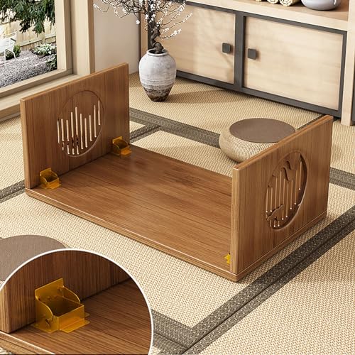 YHGSYXL Folding Coffee Table Foldable Japanese Floor Table No Assembly Solid Wood Low Bamboo Coffee Table, Portable Meditation and Tea Altar Table for Living Room/Home Office/Tea/Home Decoration