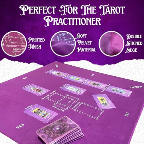 Purple Velvet Tarot Reading Cloth with Celtic Cross Pattern