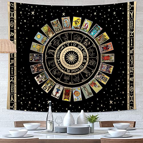 Star Tarot Tablecloth Set with Zodiac Wall Decor
