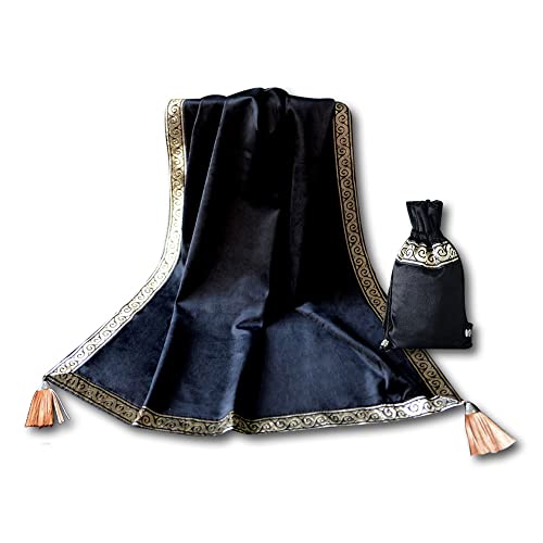 Black Velvet Tarot Cards Table Cloth with Pouch