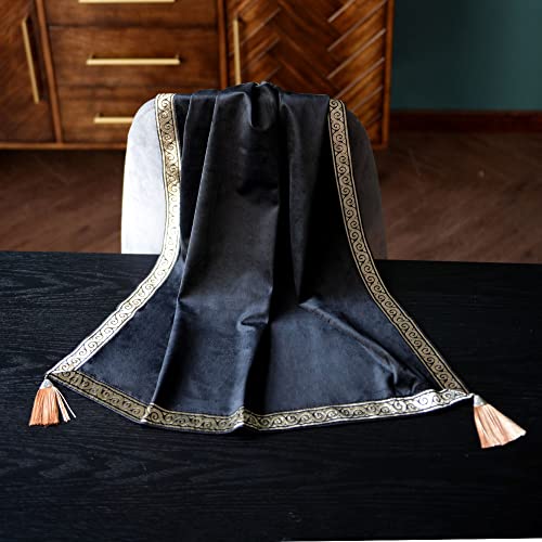Black Velvet Tarot Cards Table Cloth with Pouch