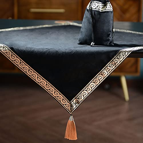 Black Velvet Tarot Cards Table Cloth with Pouch