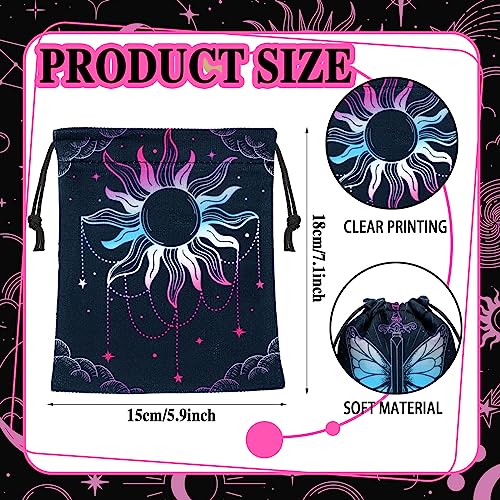 Vintage Tarot Card Bag with Drawstrings, 16 Pcs