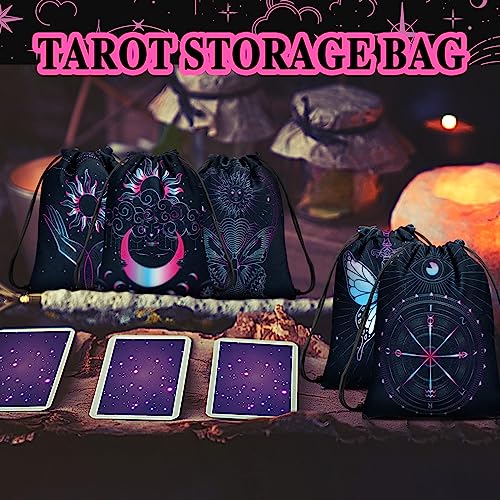 Vintage Tarot Card Bag with Drawstrings, 16 Pcs