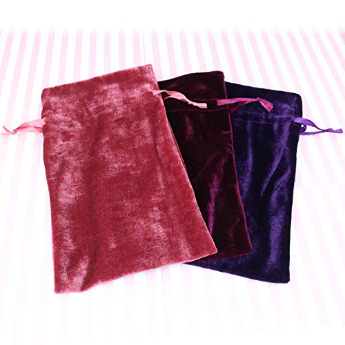 Set of 3 Velvet Tarot Rune Bags, Purple/Red/Wine.randn
