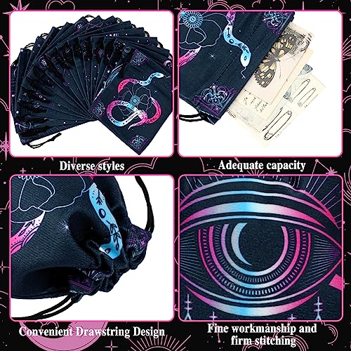 Vintage Tarot Card Bag with Drawstrings, 16 Pcs