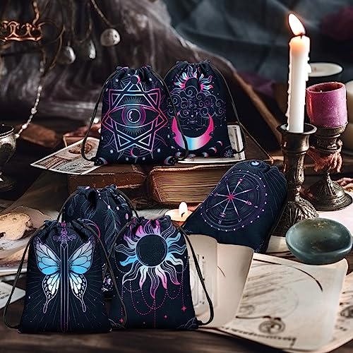 Vintage Tarot Card Bag with Drawstrings, 16 Pcs