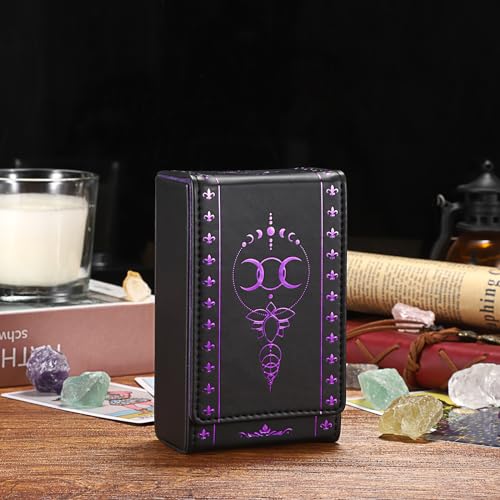 JUXYES Moon Pattern PU Leather Tarot Card Holder