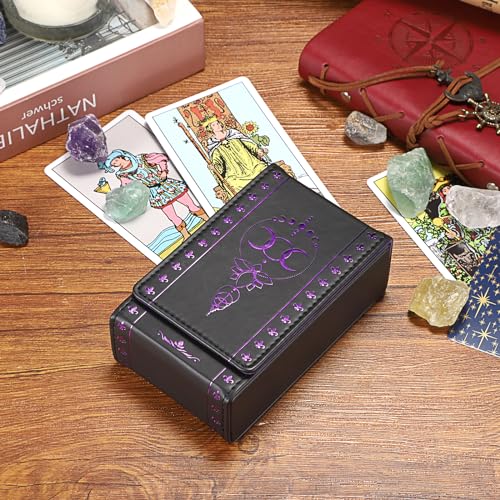 JUXYES Moon Pattern PU Leather Tarot Card Holder