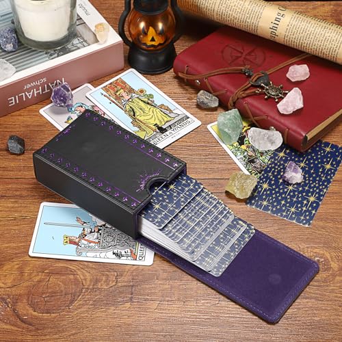 JUXYES Moon Pattern PU Leather Tarot Card Holder