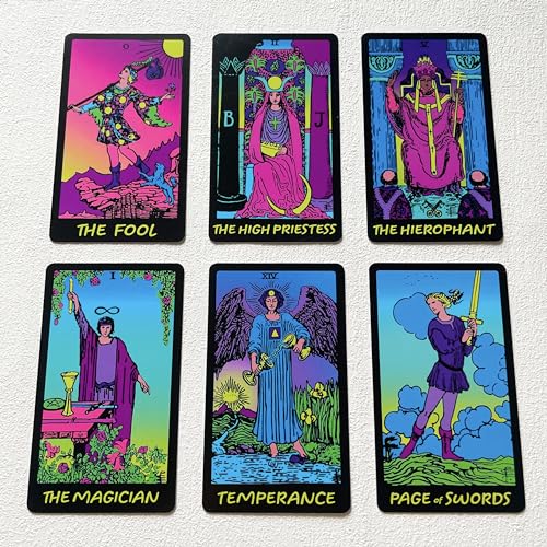 Neon Tarot Deck with Guidebook, Classic 78 Cards