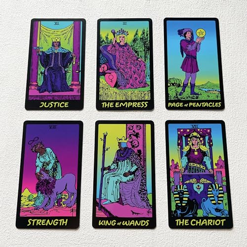 Neon Tarot Deck with Guidebook, Classic 78 Cards