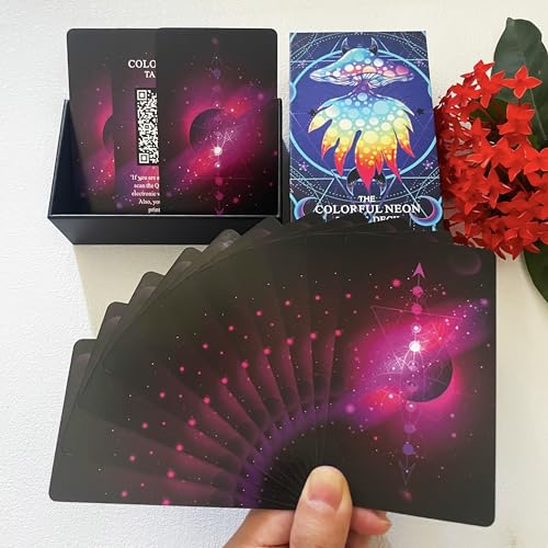 Neon Tarot Deck with Guidebook, Classic 78 Cards