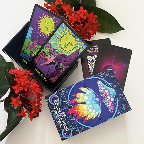 Neon Tarot Deck with Guidebook, Classic 78 Cards