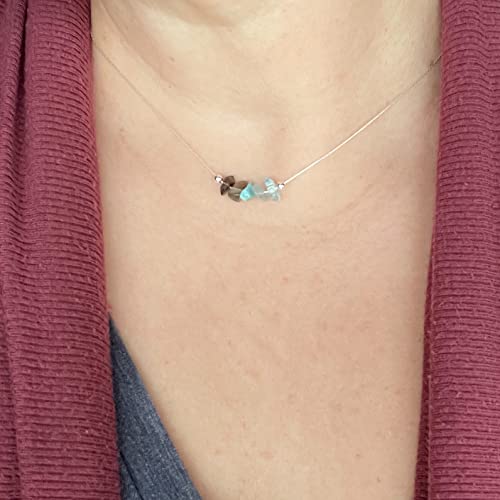 Aquarius Zodiac Necklace with Raw Crystals for Women